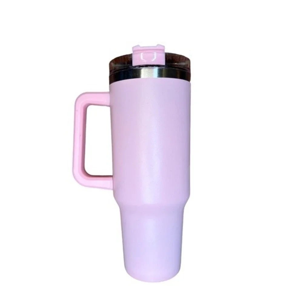 Tumbler Baby Pink Stainless Steel 40 Oz. with Straw and Handle Light Pink Cup